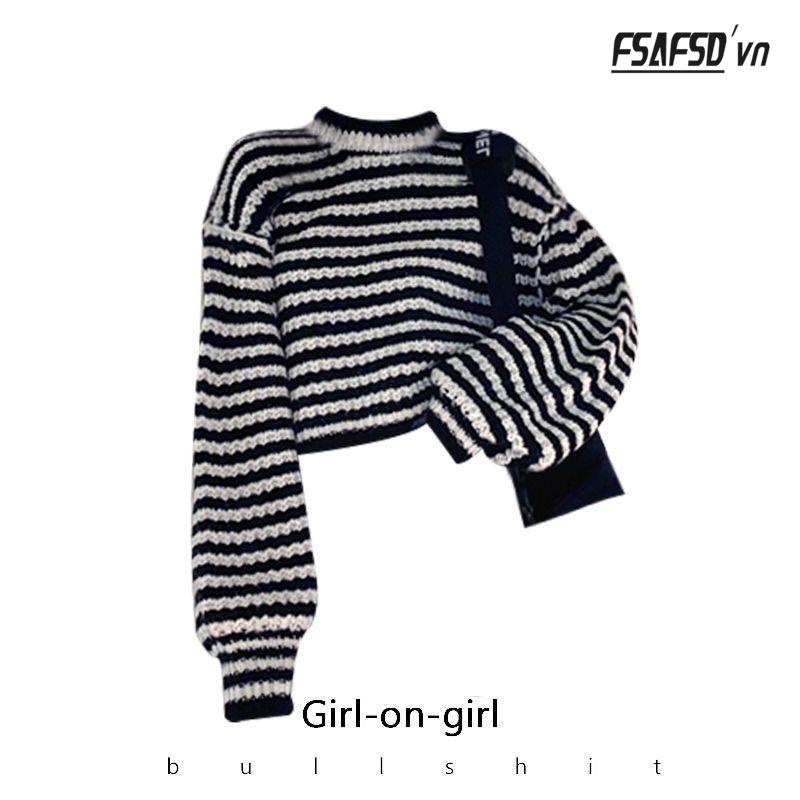 Áo Len Cổ Lọ Họa Tiết Kẻ Sọc Thiết Kế Mới Thời Trang Mùa Đông Dành Cho Nữ