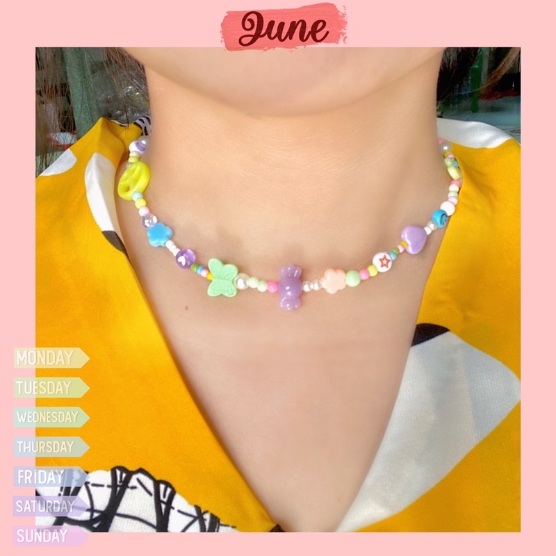 Vòng cổ custum tone hạt pastel