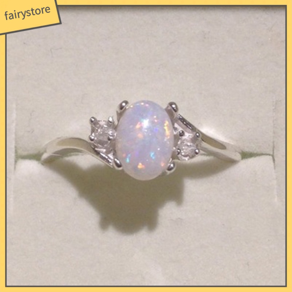 Nhẫn Hợp Kim Đính Đá Opal Nhân Tạo Thời Trang Cho Nữ