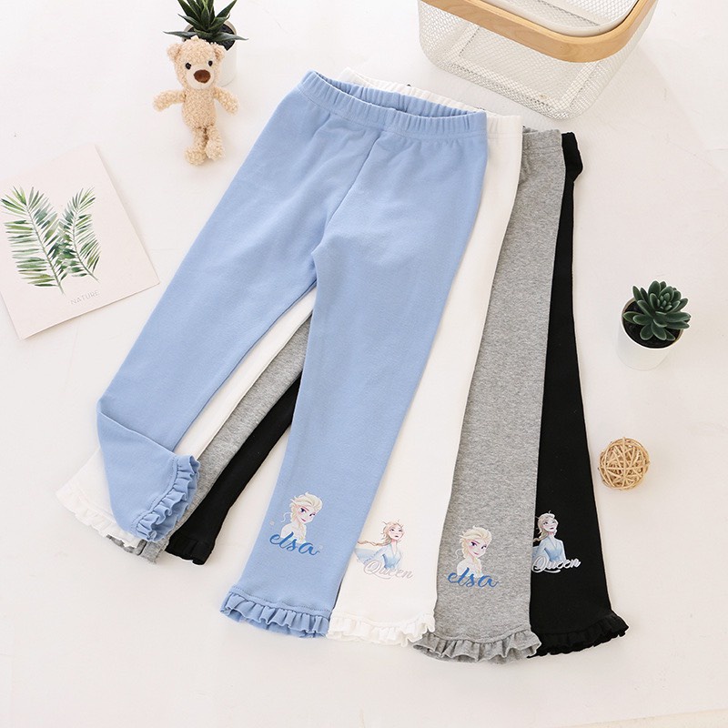 Quần Legging ELSA Dài  Bé Gái Vải Zip  Hàn Cao Cấp