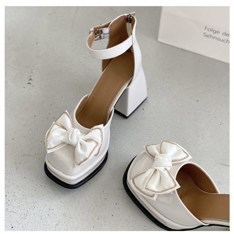 _ Giày cao gót nữ 2 màu sang mịn , bánh bèo