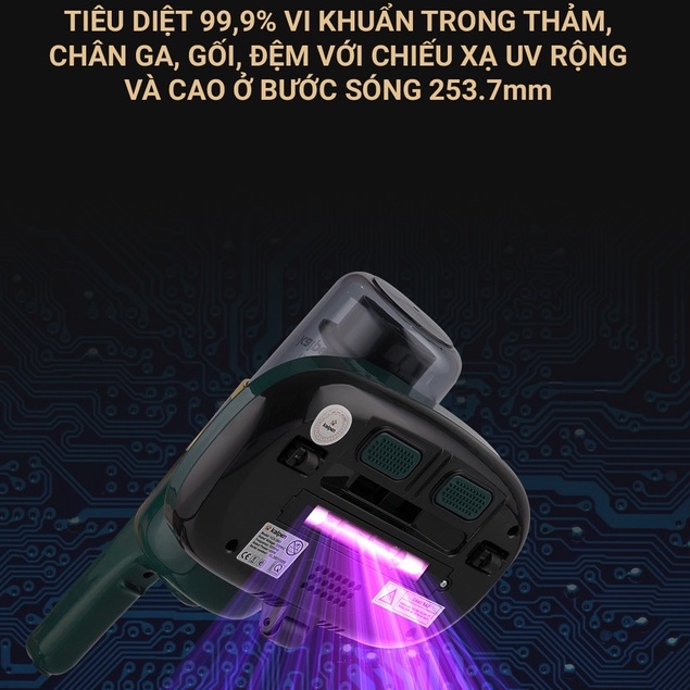 Máy Hút Bụi Chăn Ga Giường, Nệm, Sofa, Máy Hút Bụi Diệt Khuẩn Tia Uv Cầm Tay Không Dây 2022