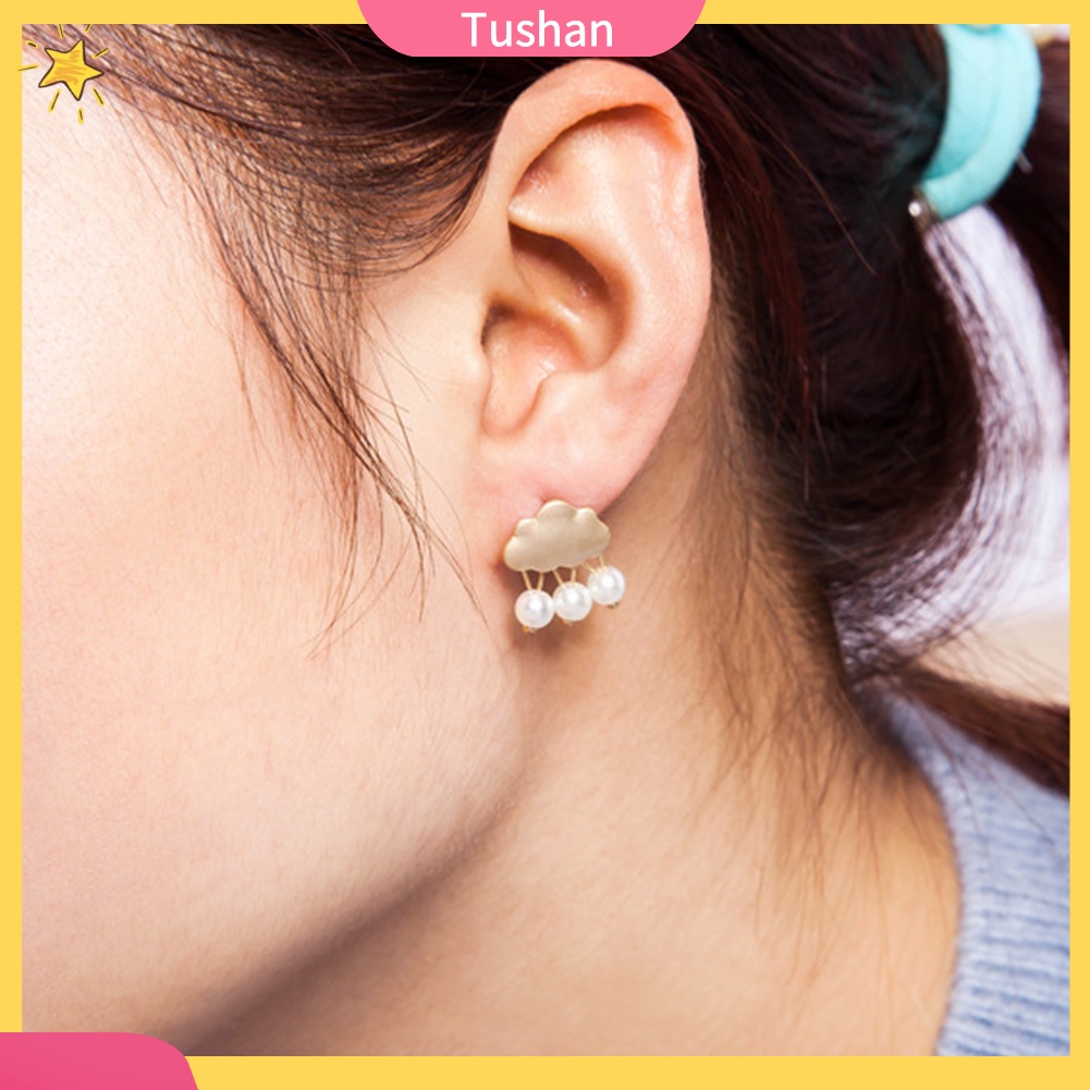 Hoa tai hình đám mây mưa đính ngọc trai xinh xắn cho nữ