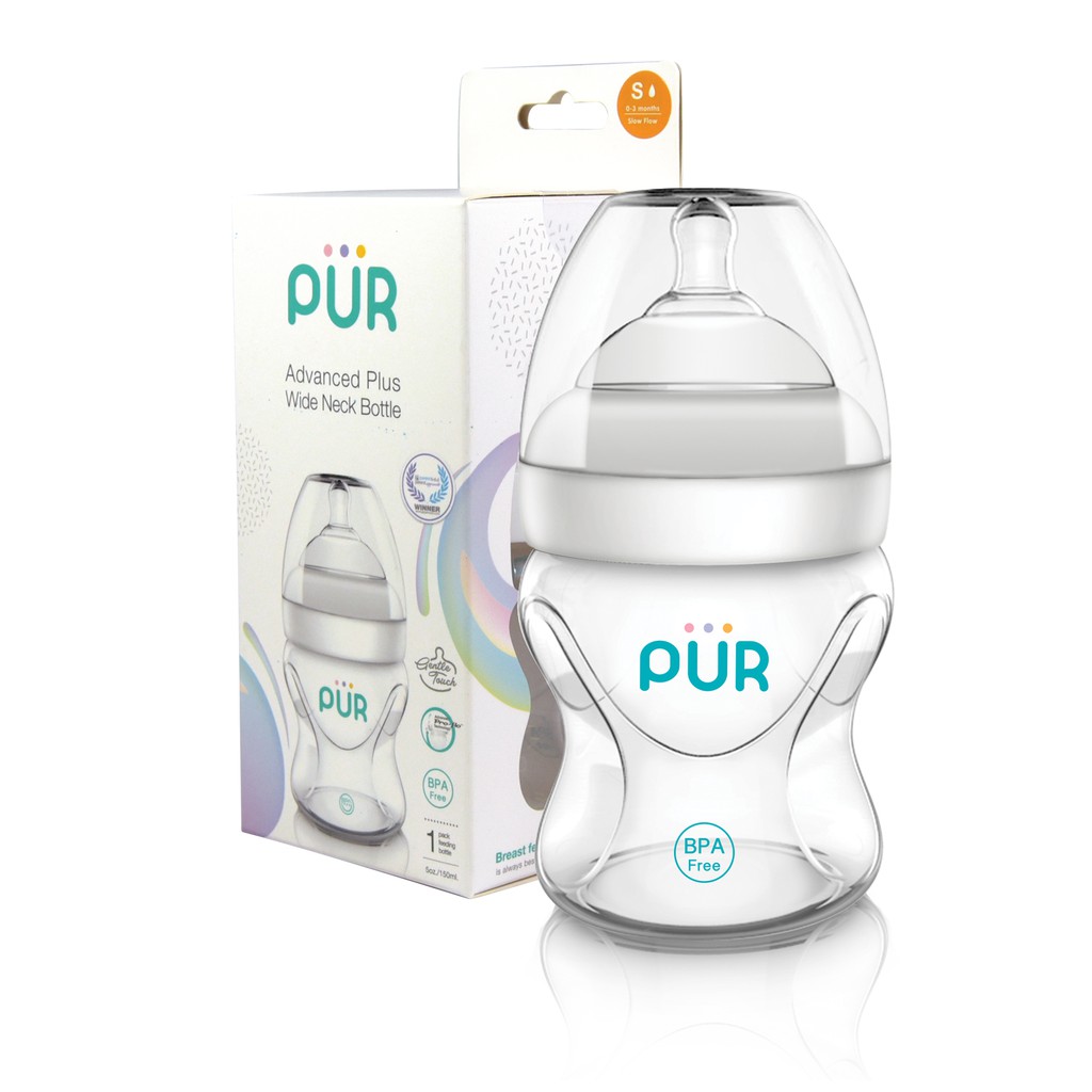 [Mã BMBAU50 giảm 7% tối đa 50K đơn 99K] Combo Bình sữa cổ rộng Pur Advanced Plus 150ml + núm L