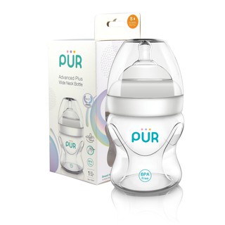 Combo Bình sữa cổ rộng Pur Advanced Plus 150ml (có sẵn núm S 0-3th) + núm lẻ L (L=F)