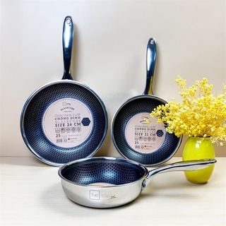 Chảo Sâu Lòng Chống Dính Inox 304 Fivestar Blackcube 16/20/22/24/26/28CM Lòng chảo tổ ong, 3 Lớp đáy Đúc Liền