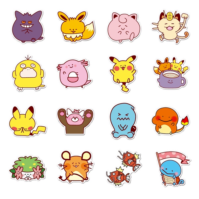 36Pcs/set Pokémon Sticker Pikachu Japanese Anime Waterproof Stickers Decal for Toys