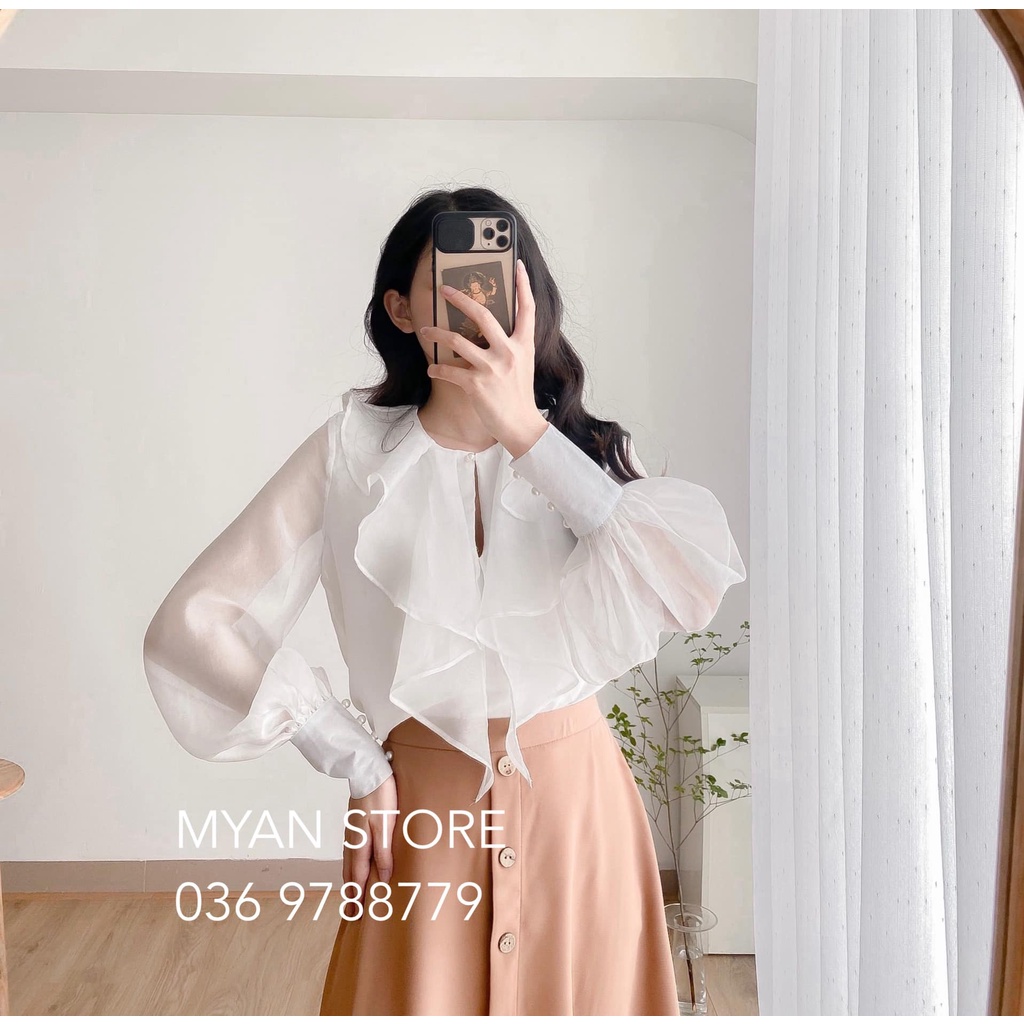 Áo tơ hàn châu bèo cổ tay 4 cúc (2M) - Avn072104
