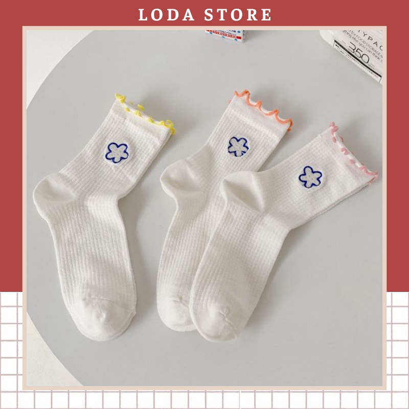 Tất cổ cao nữ cổ nhún siêu xinh hoa mai hàn quốc