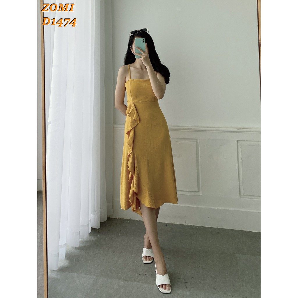 Đầm maxi hai dây xẻ bèo hack chiều cao thiết kế ZOMI D1474 | BigBuy360 - bigbuy360.vn