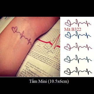 Xăm dán tattoo nhịp tim B322