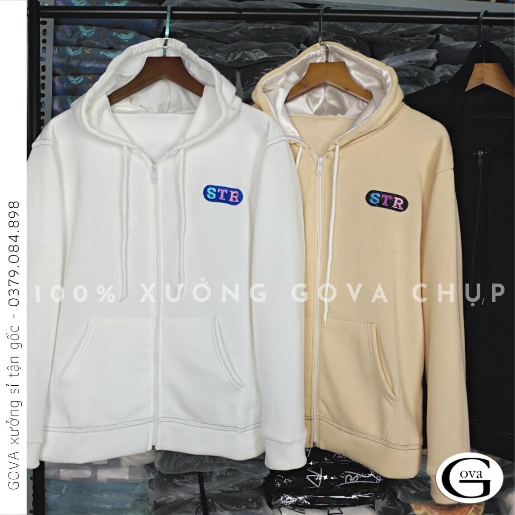 Áo Khoác Nỉ STR Dây Kéo Nam Nữ Ulzzang Unisex Form Rộng Chữ Thêu Đẹp GOVA