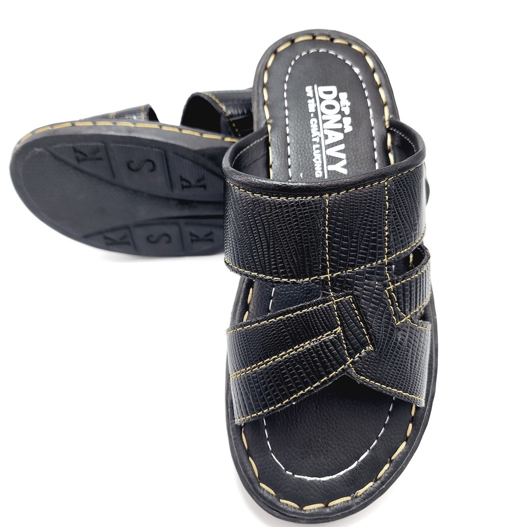 Dép 02 quai ngang nam da donavy cao cấp hàng công ty chất lượng D.2qog