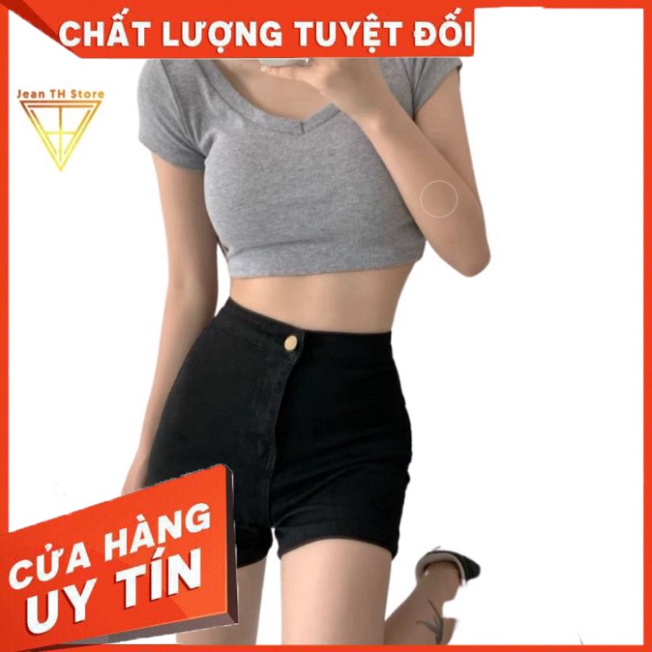 Quần short đùi kaki nhung TH Store co dãn 2 màu cạp cao tôn dáng lưng ôm body ullzang - HÀNG MỚI VỀ