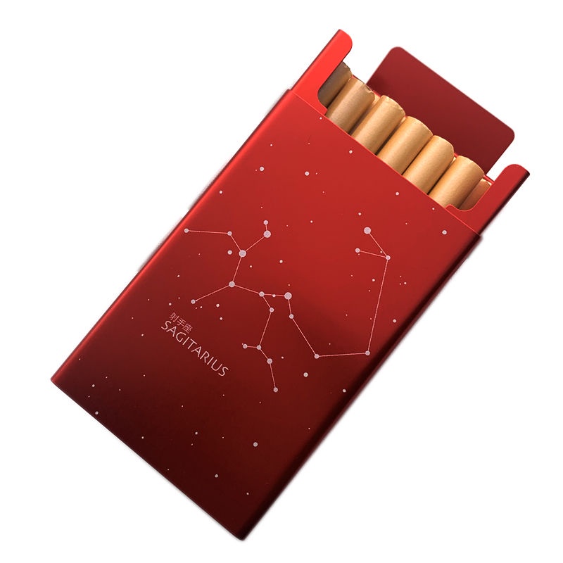 Set 20 Hộp Đựng Thuốc Lá Nắp Trượt Siêu Mỏng Bằng Hợp Kim Nhôm Màu Đỏ Đen Ốp