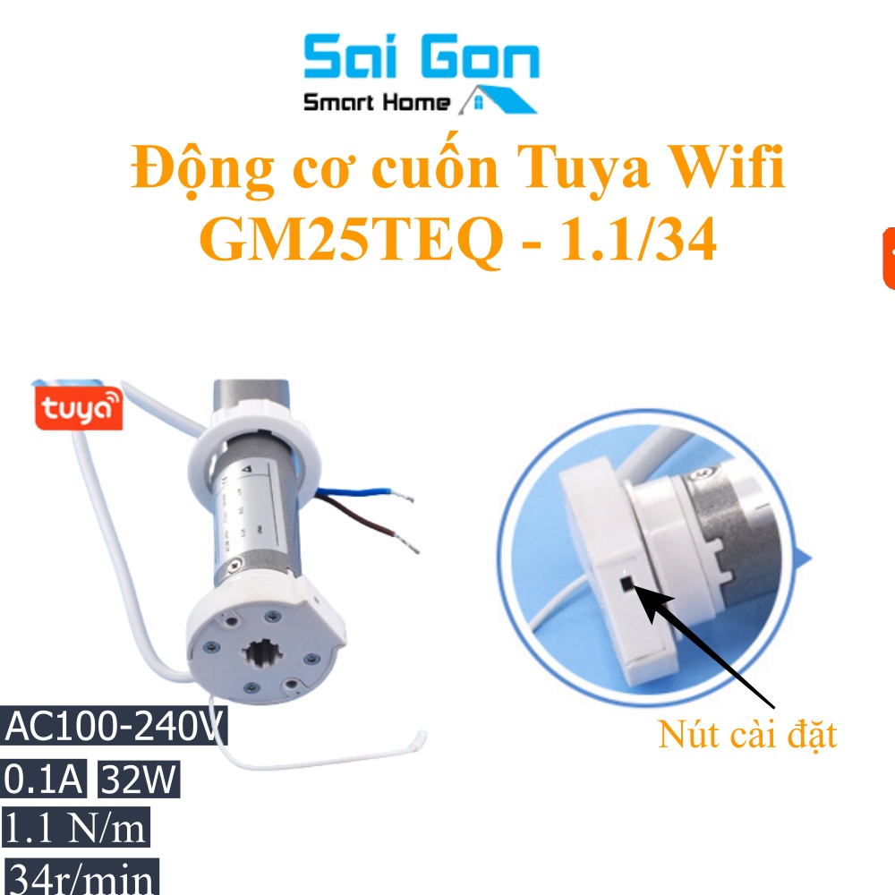 Động Cơ Rèm Thông Minh Tuya Wifi Dùng Cho Rèm Tự Động – Motor Rèm Cuốn GM24TEQ – App Tuya