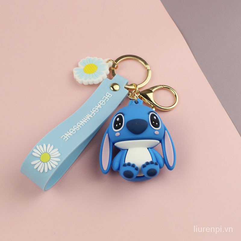 DISNEY Móc Khóa Đôi Tạo Hình Nhân Vật Stitch Đáng Yêu Disney Stitch keychain key ring wholesale Anime cartoon couple key ring couple pendant mobile phone ornaments car key ornaments Silicone key ring Metal keychain