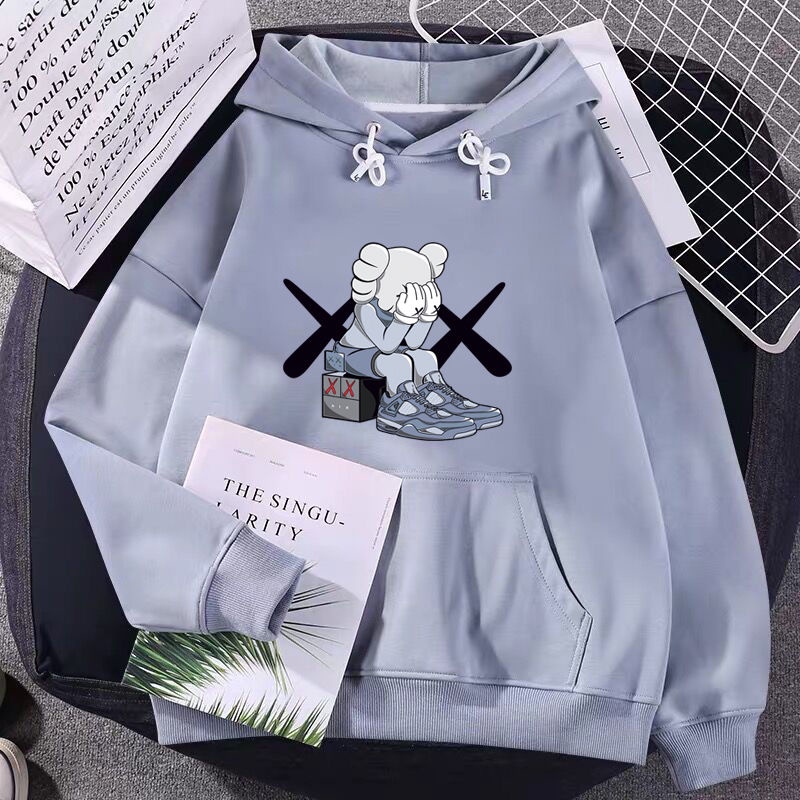 ❤Áo hoodie tay dài dáng rộng chất liệu Cotton mỏng in họa tiết thời trang mới năm 2021​​Lamuseland •