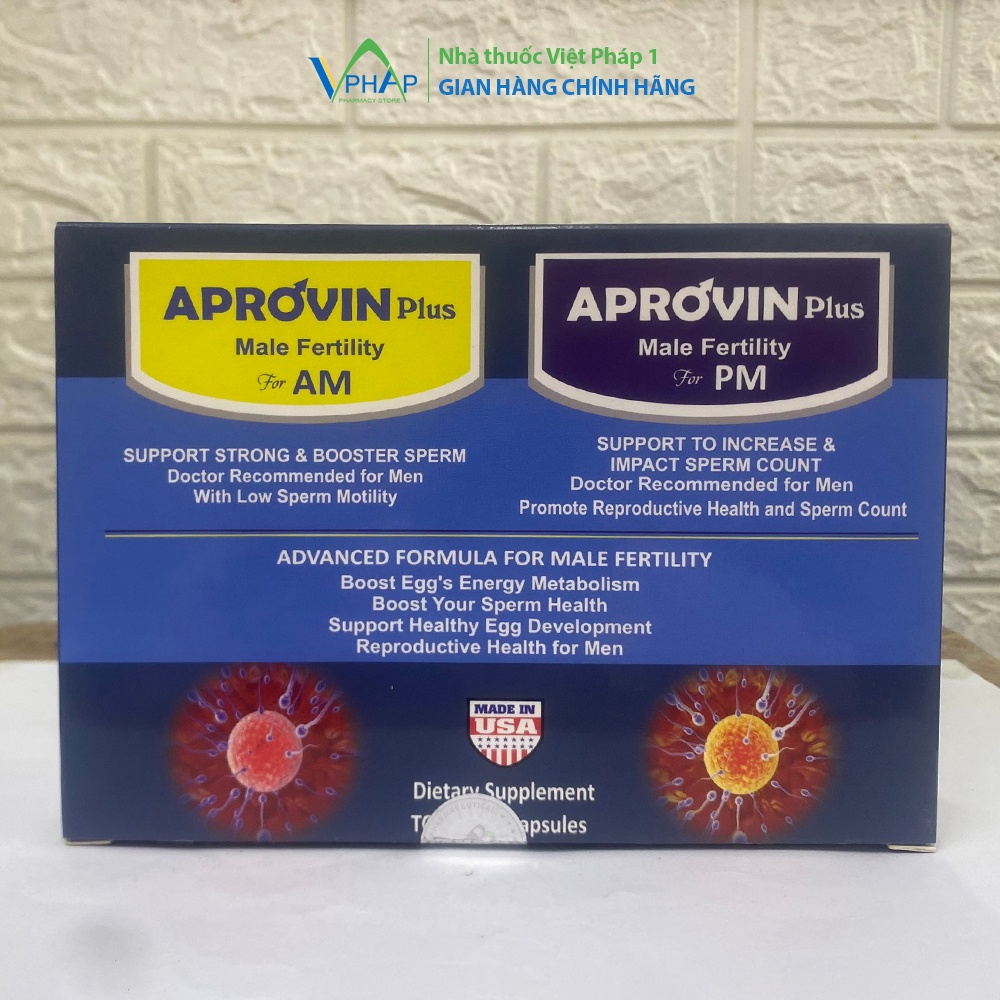 Aprovin Plus giúp cải thiện số lượng và chất lượng tinh trùng ở nam giới hộp 60 viên