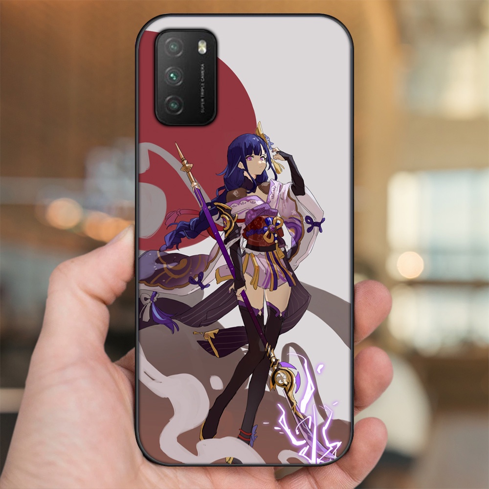 Ốp lưng Xiaomi Poco M3 viền đen in hình Raiden Shogun Genshin Impact