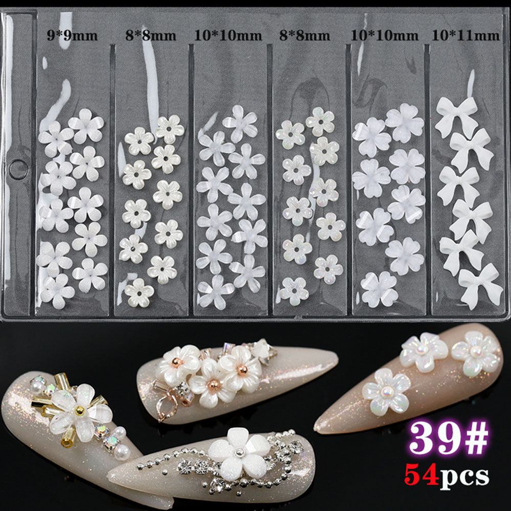 [Hàng mới về] Bộ 48 phụ kiện trang trí móng tay nghệ thuật hình nơ đính đá 3D xinh xắn