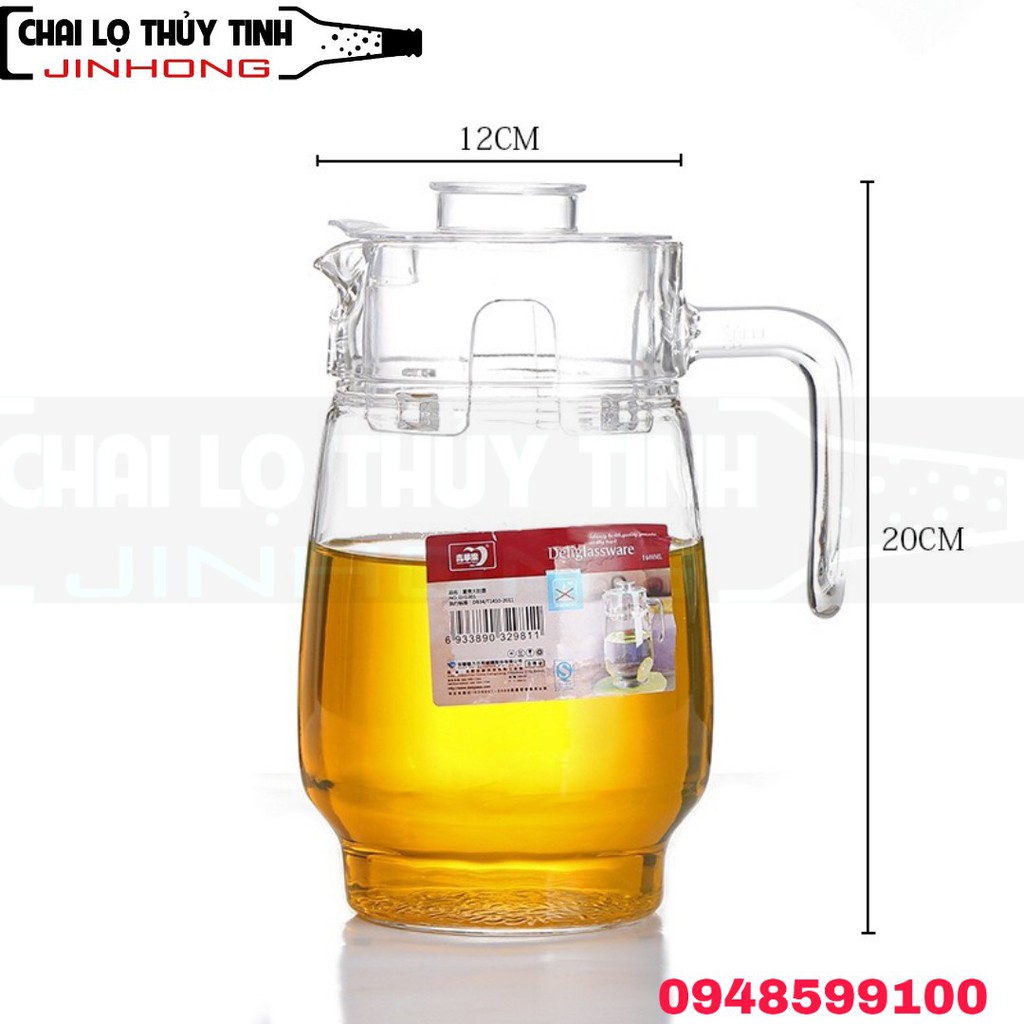 Bình Thủy Tinh Quai Cầm Miệng Rót 1.6 Lít