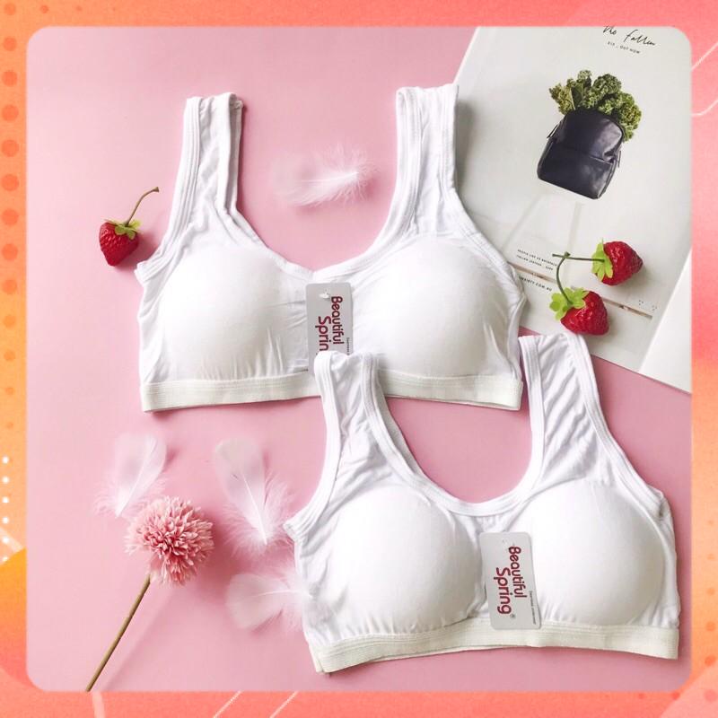 Áo bra học sinh - Áo lá học sinh dây BẢN TO SPING màu trắng