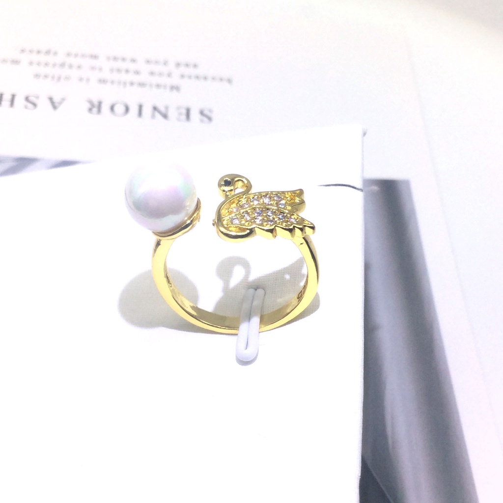 [N8B2] Phụ kiện trang sức (DIY) - Khay nhẫn bạc trống vân trơn kiểu Thiên nga nạm đá làm nhẫn đính ngọc