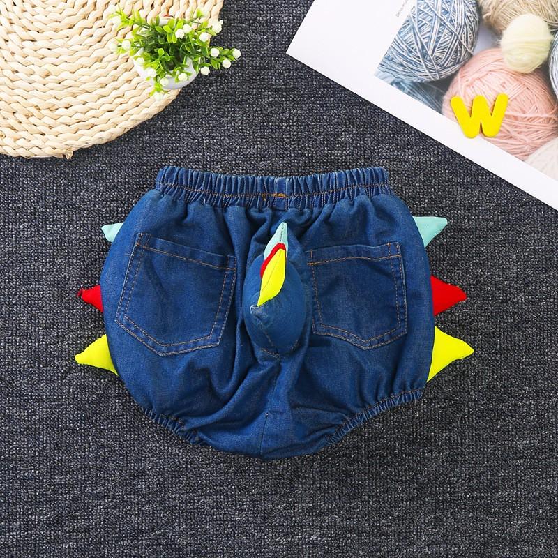 Quần short denim có đuôi khủng long cho bé trai từ 0-3 tuổi