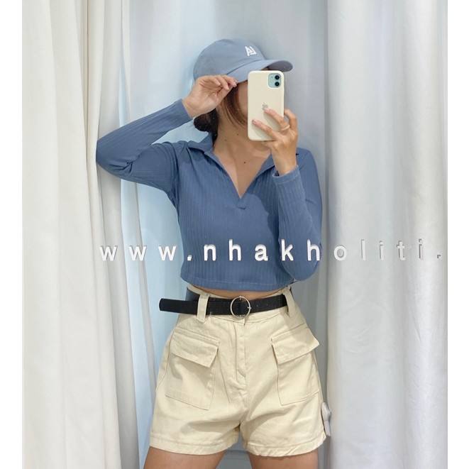 Áo polo croptop vải cotton 4 chiều tay dài TK - ATTK025 | BigBuy360 - bigbuy360.vn