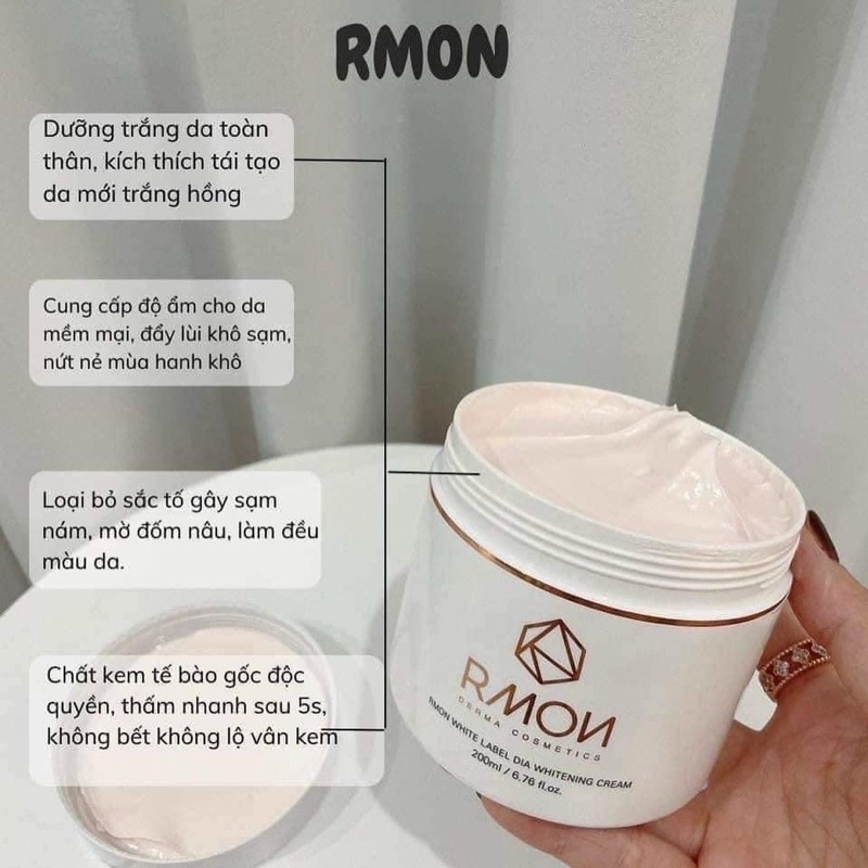 Kem dưỡng trắng body tế bào gốc Rmon Derma Trắng bật tông