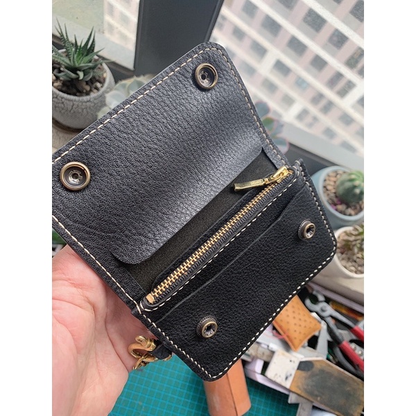 VÍ DA BÒ MINI DÁNG GẬP DA BÒ 100%