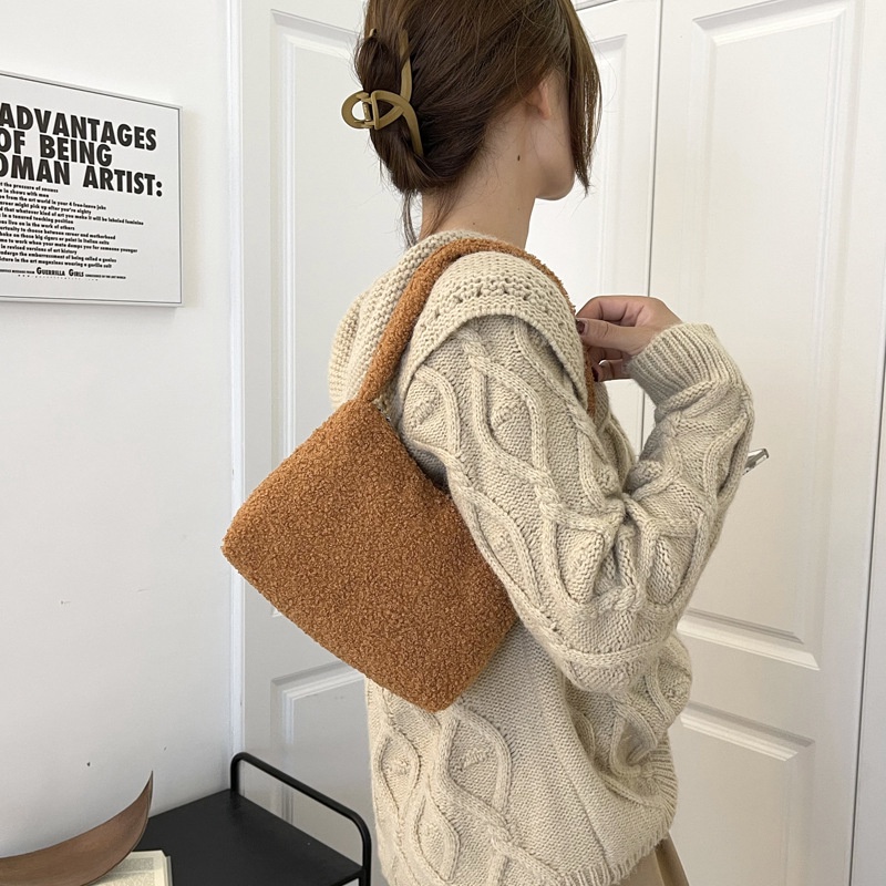 Túi Xách Mini Màu Trơn Phủ Lông Thời Trang Cho Nữ