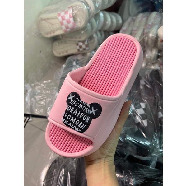 Dép Lê Bánh Mì Gấu Nam Nữ Độn Đế Cao 4cm Siêu Nhẹ IPOMOEA cao cấp, dép EVA bánh mì in gấu unisex Ulzzang Hot 2022