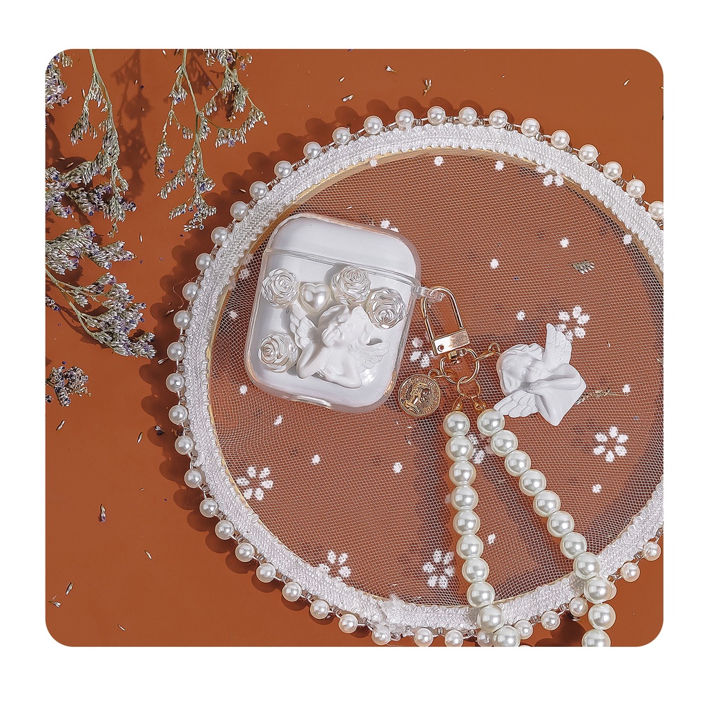 Vỏ Bảo Vệ Hộp Đựng Tai Nghe compatible for airppods 1/2 Gen Pro 3 2021 i12 Pro mini 4 Hình Thiên Thần Dễ Thương