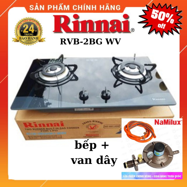 Bếp gas âm Rinnai RVB 2BG Wv-MN + Bộ van dây namilux - bảo hành 24 tháng
