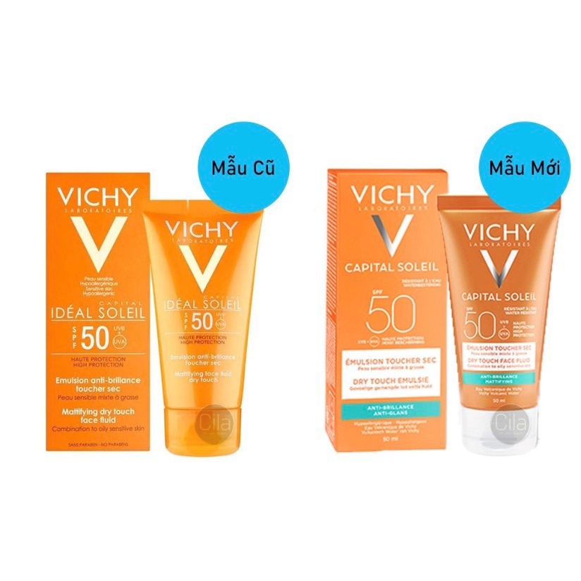 Kem chống nắng Vichy kiềm dầu Pháp, KCN Vichy mẫu mới 50ml - Herskin Official Store