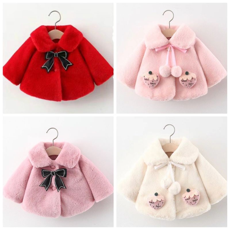 Áo choàng lông cao cấp cho bé gái 6-15kg, hàng QC loại 1