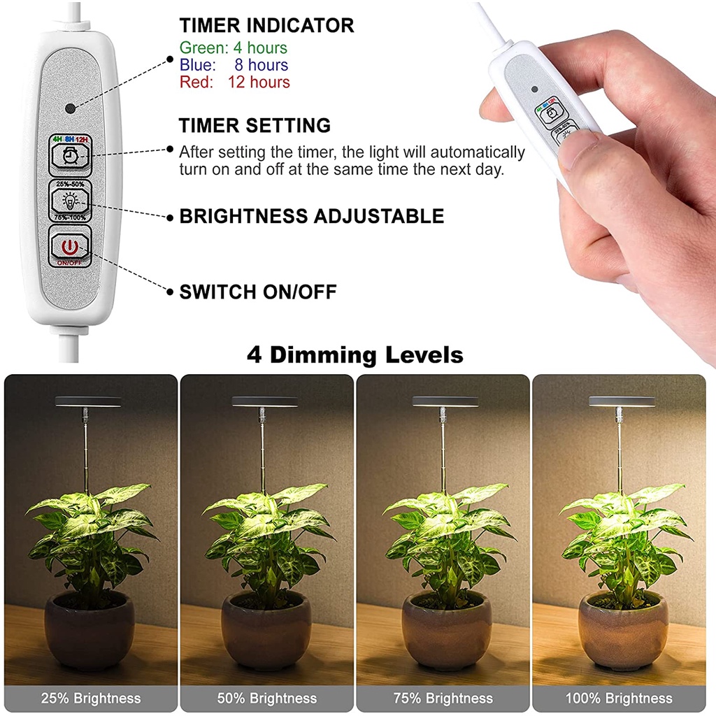 Vòng Đèn Led Tăng Trưởng Cho Cây Trồng Có Hẹn Giờ 4 / 8 / 12H