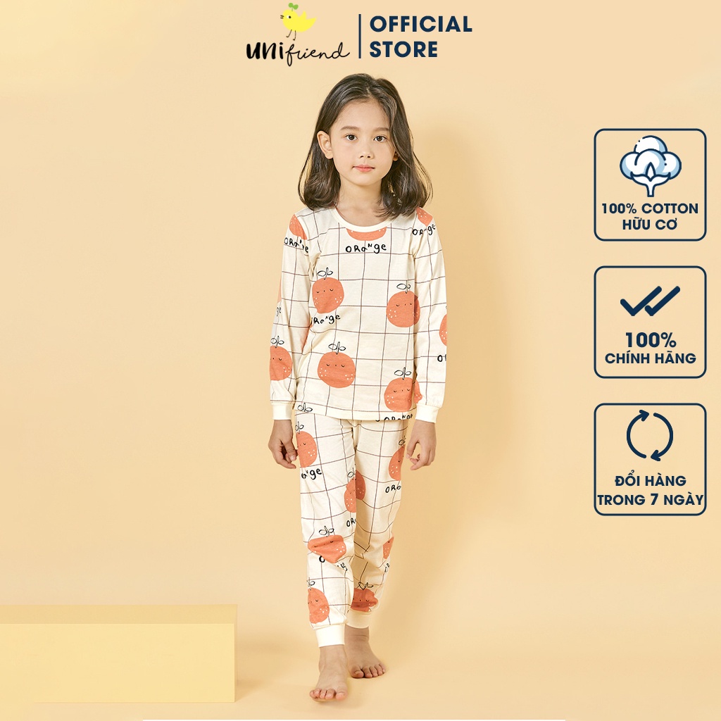 Đồ bộ tay dài quần áo thun cotton mịn mặc nhà mùa hè cho bé gái  và bé trai Unifriend Hàn Quốc U2023-15