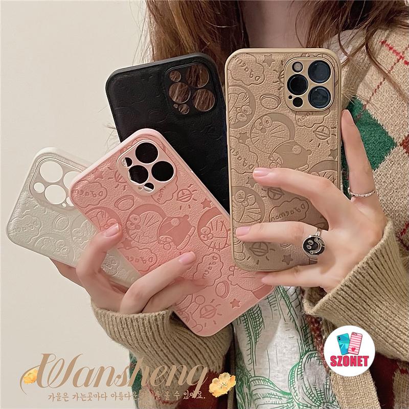 Doraemon Ốp Điện Thoại Da In Hình Doremon Cho iphone 15 14 13 12 11 pro max mini xs xr x 8 7 6 6s plus + se 2020
