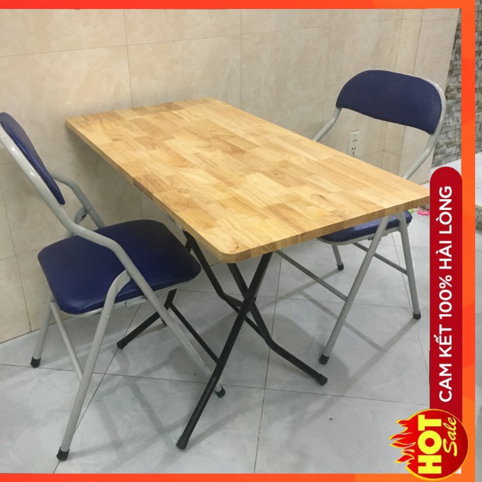 Bộ bàn gỗ thịt cao cấp 50/80 cao 72cm kèm 2 ghế đệm (Siêu bền)