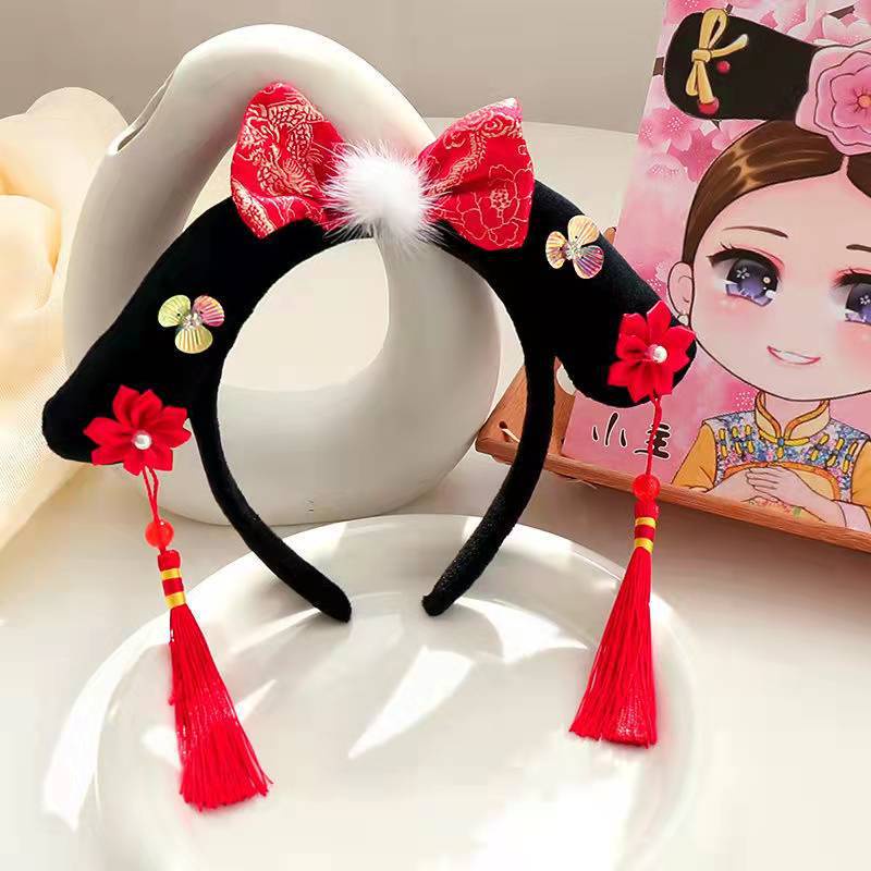 1 Băng Đô Cài Tóc Phong Cách Cổ Điển Cho Bé Gái Màu Hồng / Đỏ