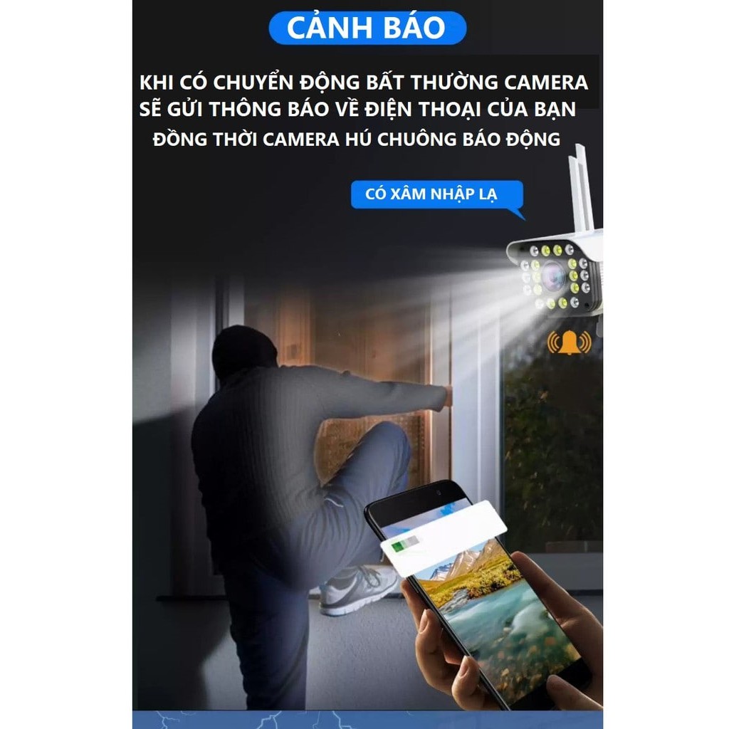 Camera Wifi Yoosee Ngoài Trời - Xoay 360° 4 ăng ten-Xem đêm có màu-Bảo Hành 2 Năm