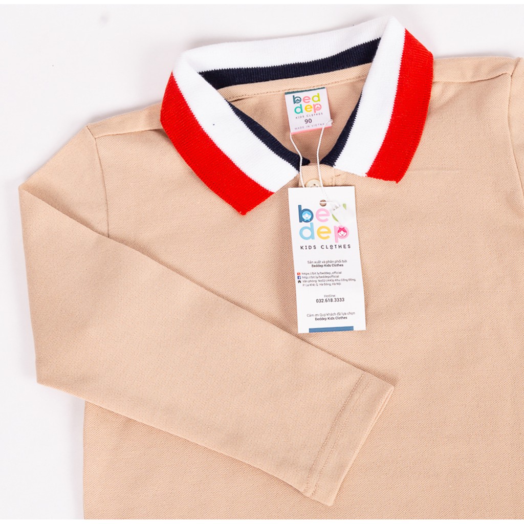 Áo Phông Bé Trai Từ 1 Đến 8 Tuổi Dài Tay Có Cổ Bẻ Chất Thun Cotton Thời Trang Cao Cấp Beddep Kid Clothes BA08