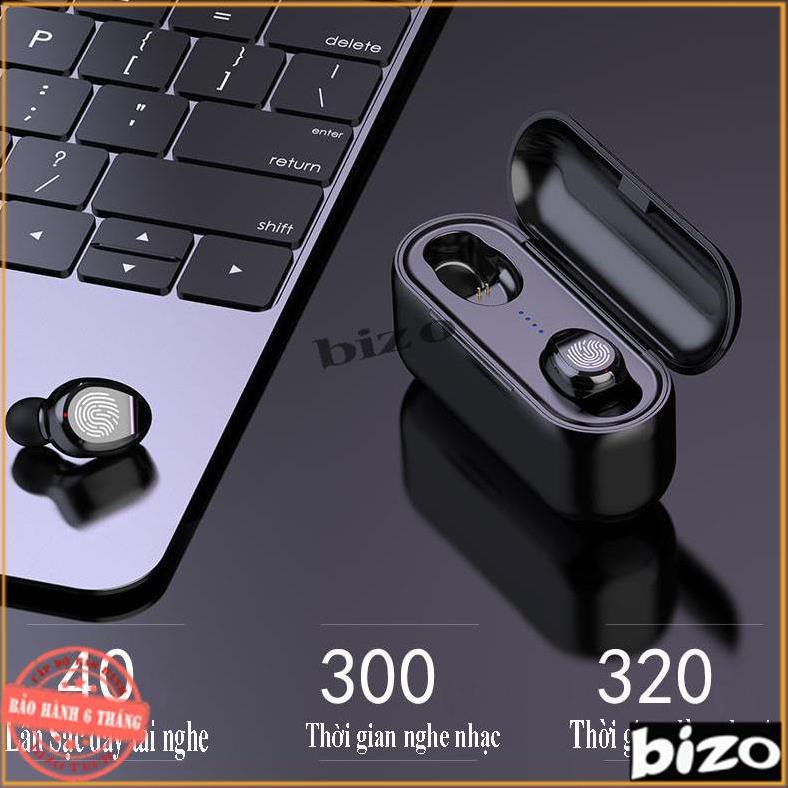 Tai nghe bluetooth nhét tai, tai nghe không dây tích hợp cảm biến vân tay, giá đỡ, sạc pin dự phòng AMOI F9 5.0