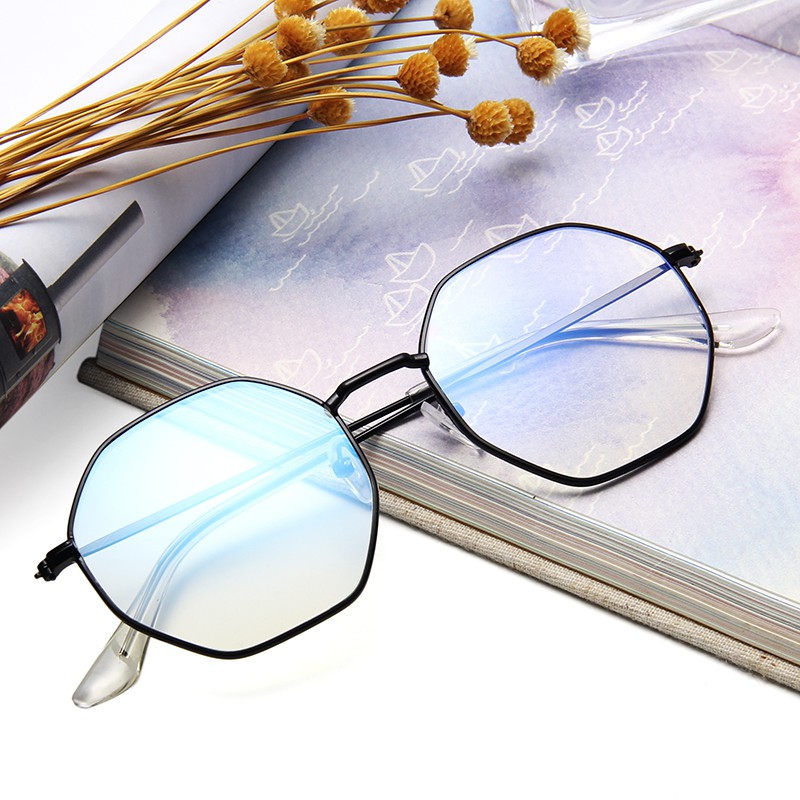 Mắt kính gọng kim loại chống ánh sáng xanh phong cách Retro thời trang