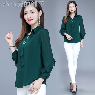 Áo Sơ Mi Chiffon Tay Dài Phong Cách Phương Tây Thời Trang Mùa Thu 2019 Cho Nữ