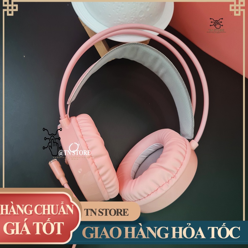 Tai nghe tai mèo gaming chụp tai có mic có dây màu hồng giá rẻ TN Store TNXL200