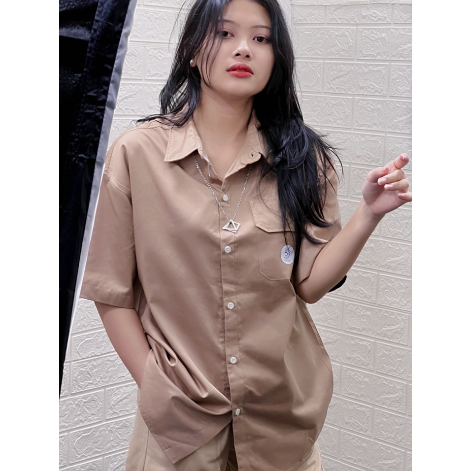 Áo Sơ Mi Kaki HOME Tay Ngắn 1 túi Cổ Điển, Phong Cách unisex 1HT